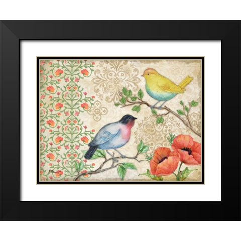 Blossoming Birds I Black Modern Wood Framed Art Print with Double Matting by Brent, Paul
