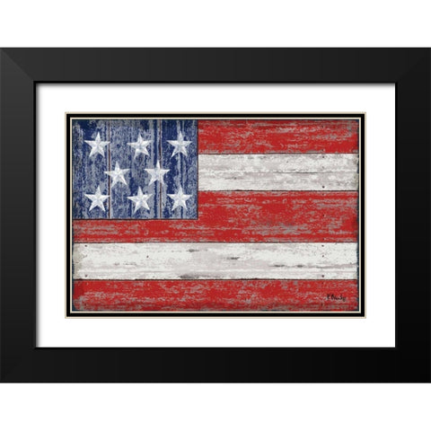 American Flag Black Modern Wood Framed Art Print with Double Matting by Brent, Paul