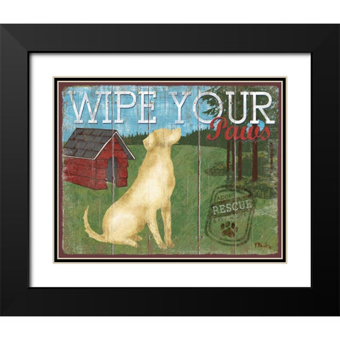 Wipe Your Paws Black Modern Wood Framed Art Print with Double Matting by Brent, Paul