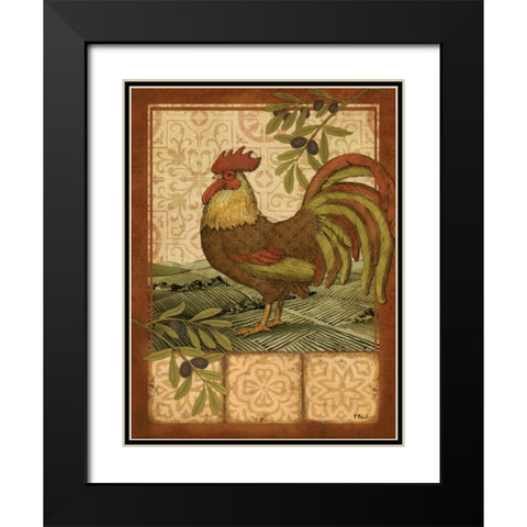 Tuscan Rooster I Black Modern Wood Framed Art Print with Double Matting by Brent, Paul