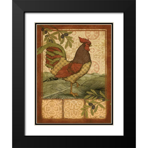 Tuscan Rooster II Black Modern Wood Framed Art Print with Double Matting by Brent, Paul