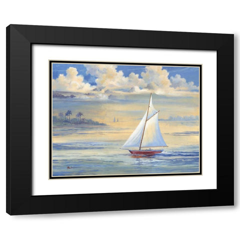 Bay of Palms Black Modern Wood Framed Art Print with Double Matting by Brent, Paul