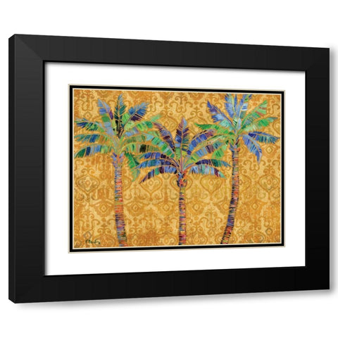 Paradise Palms Gold Black Modern Wood Framed Art Print with Double Matting by Brent, Paul