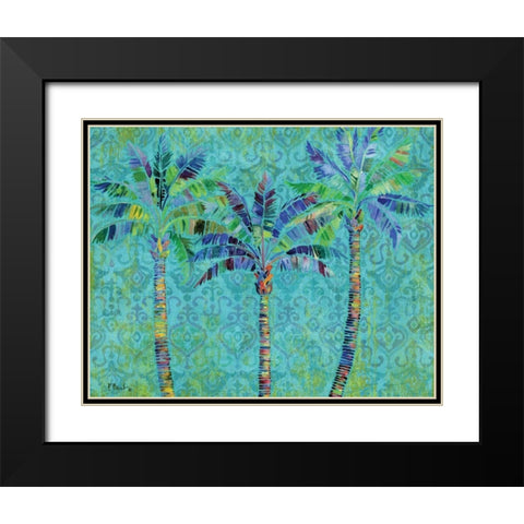 Paradise Palms Turquoise Black Modern Wood Framed Art Print with Double Matting by Brent, Paul