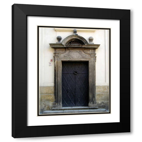 Prague Door I Black Modern Wood Framed Art Print with Double Matting by Christensen, Jim