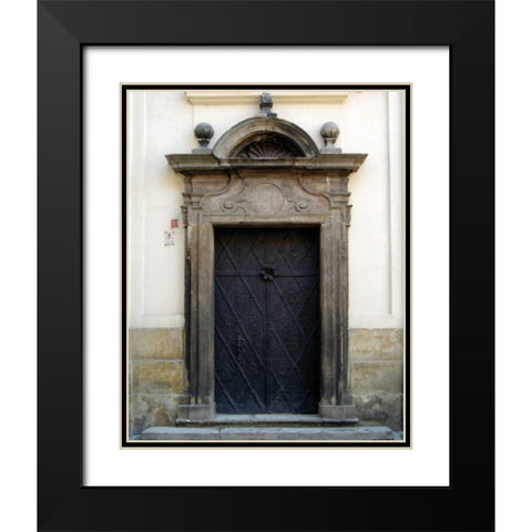 Prague Door I Black Modern Wood Framed Art Print with Double Matting by Christensen, Jim