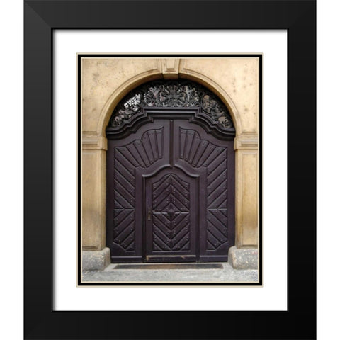 Prague Door III Black Modern Wood Framed Art Print with Double Matting by Christensen, Jim