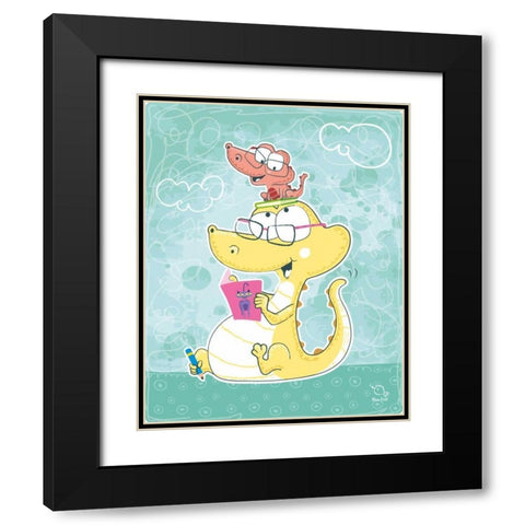 Lets Read Black Modern Wood Framed Art Print with Double Matting by Blue Fish
