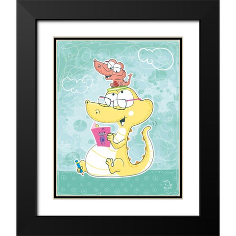 Lets Read Black Modern Wood Framed Art Print with Double Matting by Blue Fish