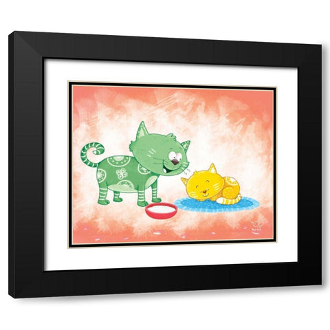 Kitty Koo Black Modern Wood Framed Art Print with Double Matting by Blue Fish