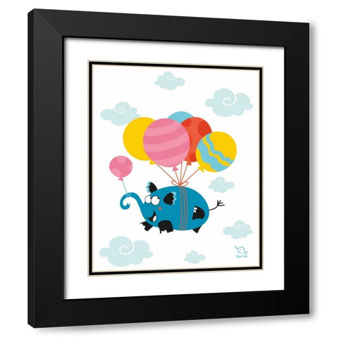 Ballooony Ellie Black Modern Wood Framed Art Print with Double Matting by Blue Fish