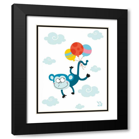 Ballooony Chimp Black Modern Wood Framed Art Print with Double Matting by Blue Fish