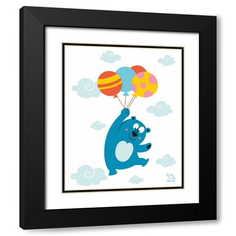 Ballooony Boo Black Modern Wood Framed Art Print with Double Matting by Blue Fish