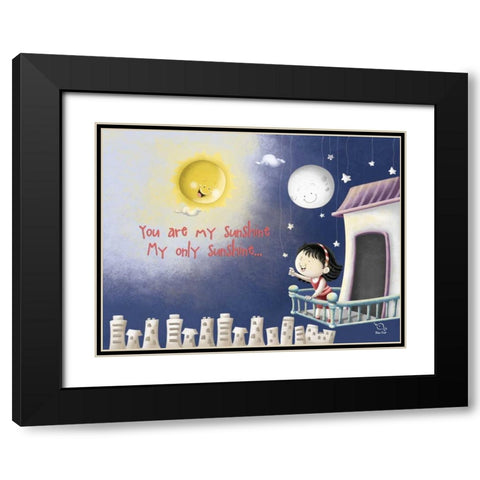 Sun, Moon, Stars Black Modern Wood Framed Art Print with Double Matting by Blue Fish