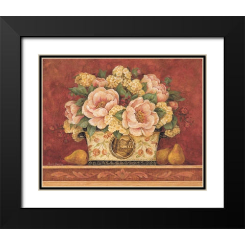 Peony Tapestry Black Modern Wood Framed Art Print with Double Matting by Gladding, Pamela