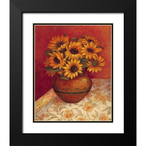 Tuscan Sunflowers I Black Modern Wood Framed Art Print with Double Matting by Gladding, Pamela