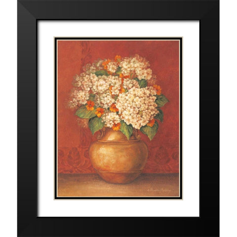 Tuscan Hydrangeas Black Modern Wood Framed Art Print with Double Matting by Gladding, Pamela