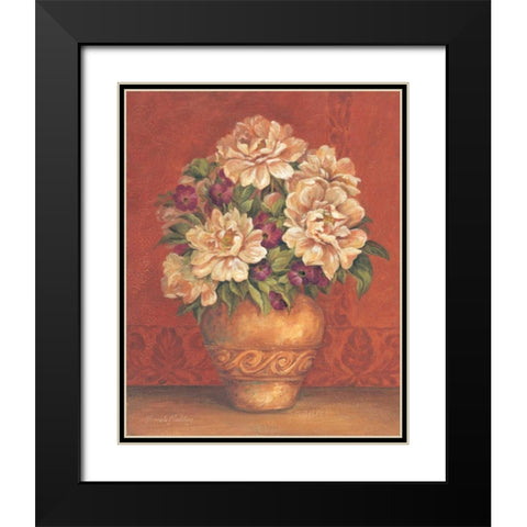 Tuscan Peonies Black Modern Wood Framed Art Print with Double Matting by Gladding, Pamela