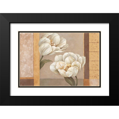 Tulip Duet Black Modern Wood Framed Art Print with Double Matting by Gladding, Pamela
