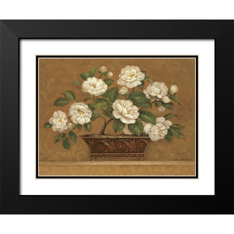Camellia Tapestry Black Modern Wood Framed Art Print with Double Matting by Gladding, Pamela