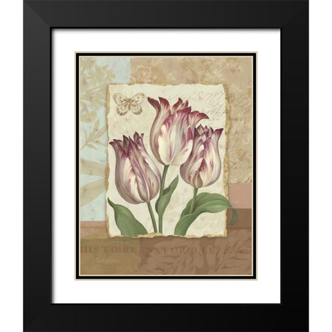 Flower Trio I Black Modern Wood Framed Art Print with Double Matting by Gladding, Pamela