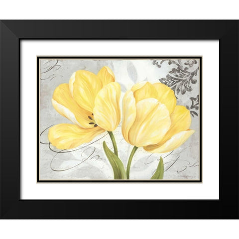 Colori Yellow II Black Modern Wood Framed Art Print with Double Matting by Gladding, Pamela