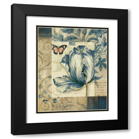 Blue Moods Tulip Black Modern Wood Framed Art Print with Double Matting by Gladding, Pamela