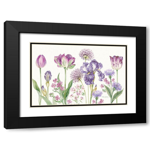 Purple Flowers Black Modern Wood Framed Art Print with Double Matting by Gladding, Pamela