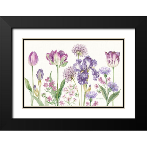 Purple Flowers Black Modern Wood Framed Art Print with Double Matting by Gladding, Pamela