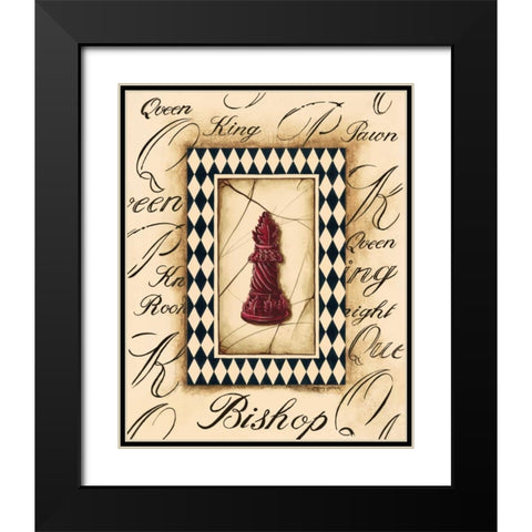 Chess Bishop Black Modern Wood Framed Art Print with Double Matting by Gorham, Gregory