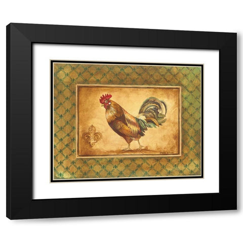 Country Rooster II Black Modern Wood Framed Art Print with Double Matting by Gorham, Gregory