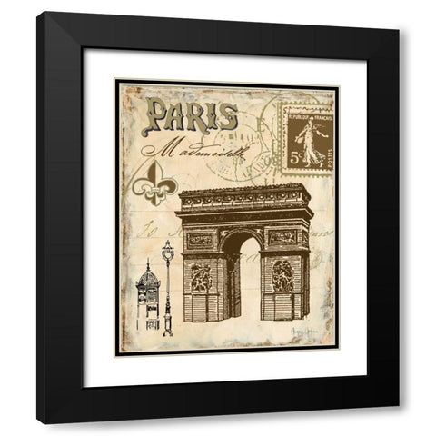 Paris Collage II Black Modern Wood Framed Art Print with Double Matting by Gorham, Gregory