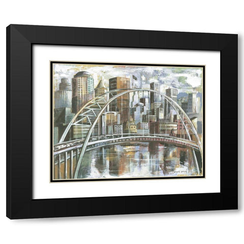 Cityscape II Black Modern Wood Framed Art Print with Double Matting by Gorham, Gregory