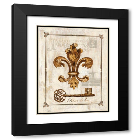 Fleur de Lis Black Modern Wood Framed Art Print with Double Matting by Gorham, Gregory
