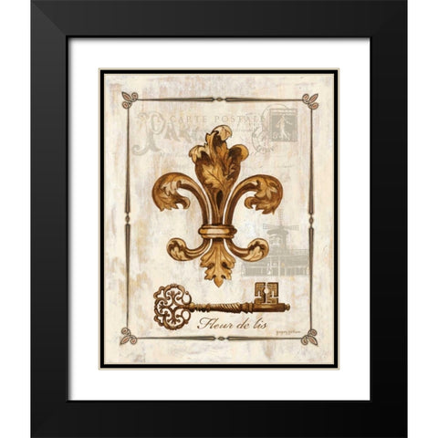 Fleur de Lis Black Modern Wood Framed Art Print with Double Matting by Gorham, Gregory