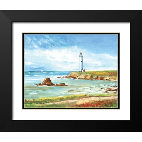Lighthouse Path Black Modern Wood Framed Art Print with Double Matting by Gorham, Gregory