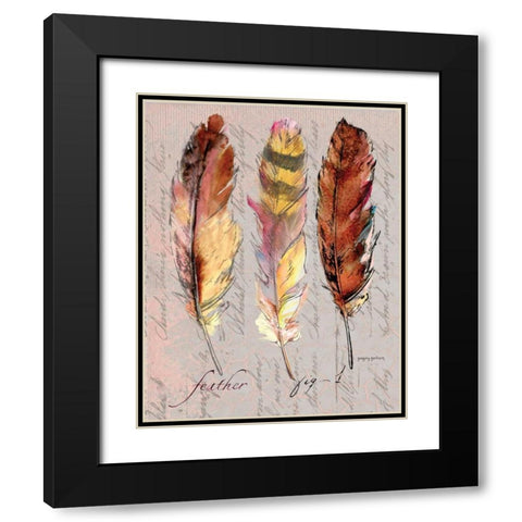 Three Feathers I Black Modern Wood Framed Art Print with Double Matting by Gorham, Gregory