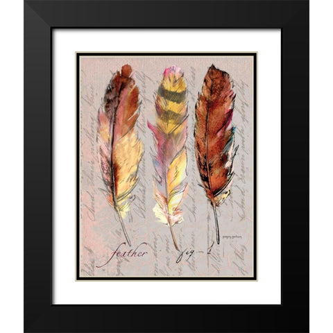 Three Feathers I Black Modern Wood Framed Art Print with Double Matting by Gorham, Gregory