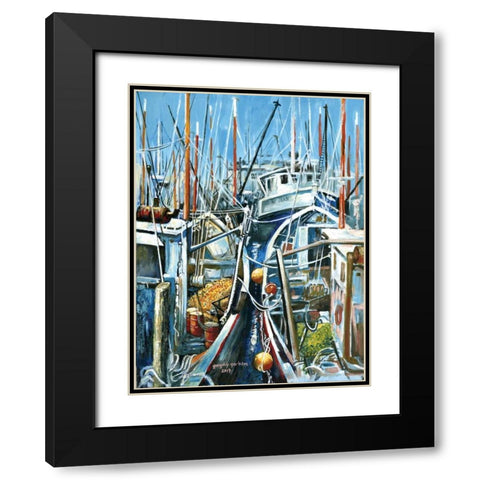 Mac Millian Wharf Black Modern Wood Framed Art Print with Double Matting by Gorham, Gregory
