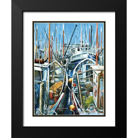 Mac Millian Wharf Black Modern Wood Framed Art Print with Double Matting by Gorham, Gregory