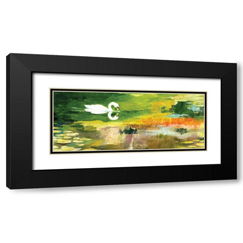 The Queens Swan Black Modern Wood Framed Art Print with Double Matting by Gorham, Gregory
