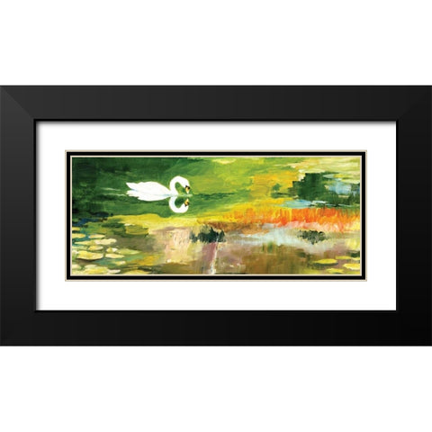 The Queens Swan Black Modern Wood Framed Art Print with Double Matting by Gorham, Gregory