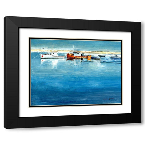 Winter Harbor Black Modern Wood Framed Art Print with Double Matting by Gorham, Gregory
