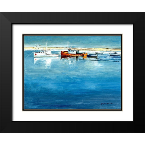Winter Harbor Black Modern Wood Framed Art Print with Double Matting by Gorham, Gregory