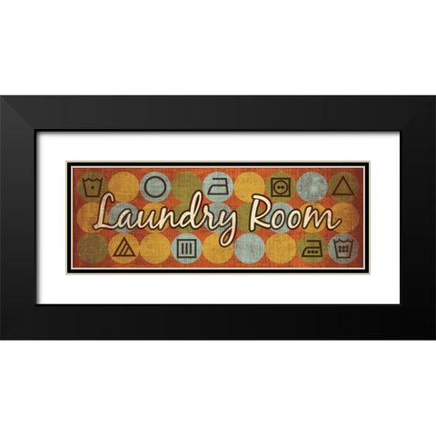 Laundry Symbols Panel I Black Modern Wood Framed Art Print with Double Matting by Harbick, N