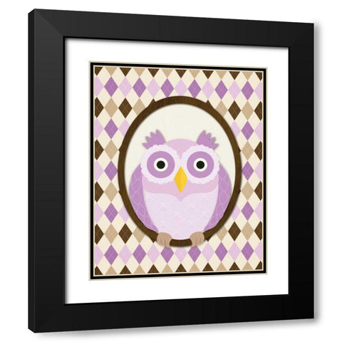 Sitting Owl IV Black Modern Wood Framed Art Print with Double Matting by Harbick, N