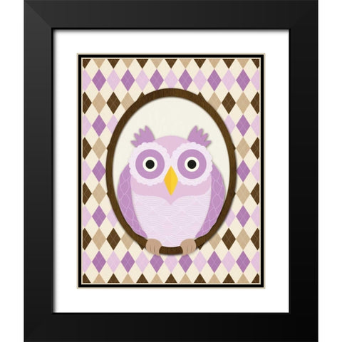 Sitting Owl IV Black Modern Wood Framed Art Print with Double Matting by Harbick, N