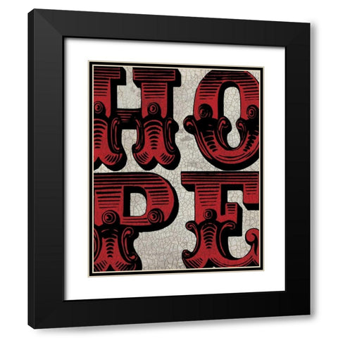 Hope Sign Black Modern Wood Framed Art Print with Double Matting by Harbick, N