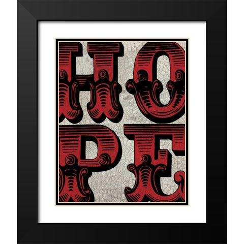 Hope Sign Black Modern Wood Framed Art Print with Double Matting by Harbick, N