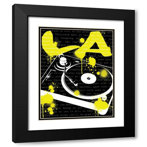 LA Turn Table Black Modern Wood Framed Art Print with Double Matting by Harbick, N